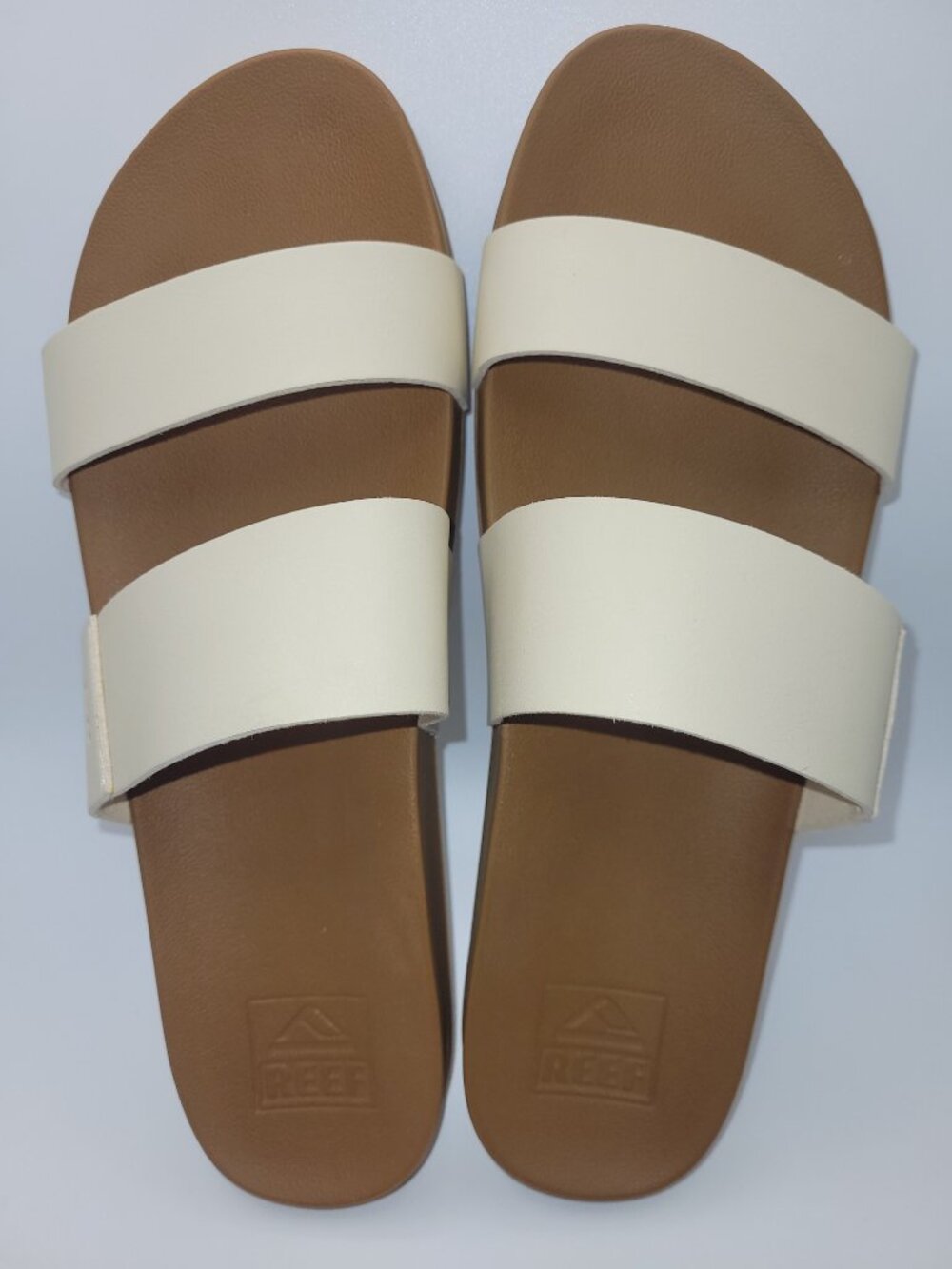 Reef Sandals Slides Cushion Vista Women's Size 10 Cream Comfy Very Nice EUC